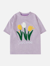 T-Shirt mit Blumen-Flock-Print